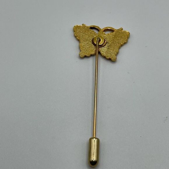 Vintage Cloisonné style butterfly stick pin gold tone - Picture 4 of 4